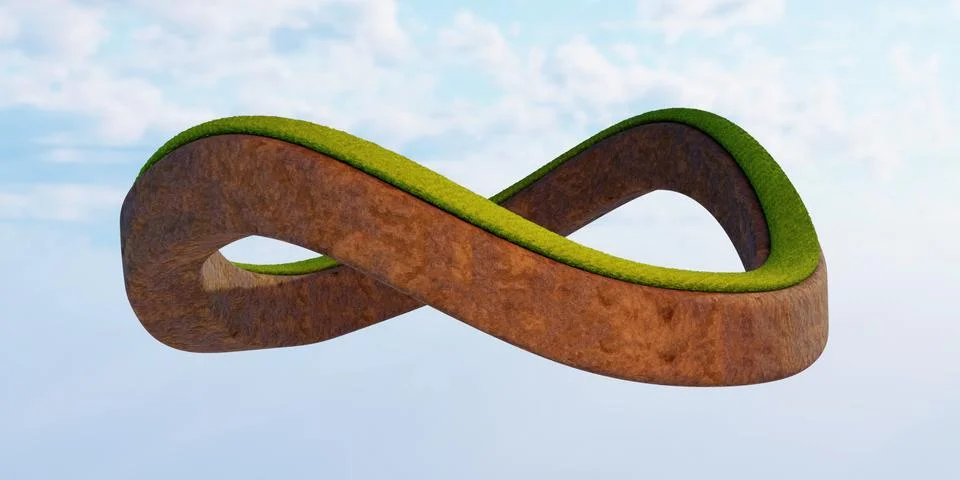 3d of infinity environment concept. infinite earth land with green grass Stock Illustration