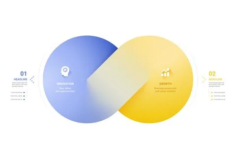 3D infinity loop and overlapping circles comparison Venn diagram infographi.. Stock Illustration