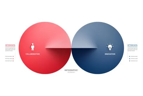 3D infinity loop and overlapping circles comparison Venn diagram infographi.. Stock Illustration