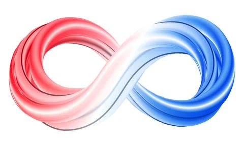 3d infinity symbol. Red and blue infinity icon. Stock Illustration