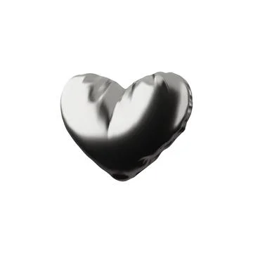 3D inflatable balloon in the form of a black shiny heart on a white backgroun Illustrazione stock
