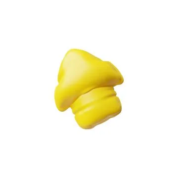 3D inflatable balloon in the form of a yellow shiny arrow on a white backgrou Stock Illustration