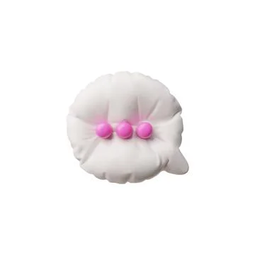 3D inflatable dialog box in round shape, white with bright pink dots, vector  Stock Illustration