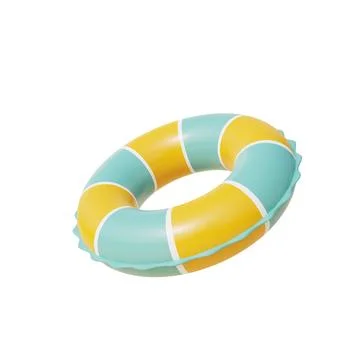 3d inflatable ring, Summer tropical sand beach on a sunny day. Summer vacat.. Stock Photos