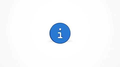 3D Info Information Circle Icon Animated Loop on White Background 4K Stock Footage 347650840