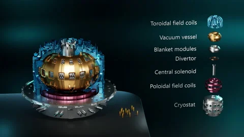 3D infographic animation, inside the ITER Tokamak 4K Stock Footage 152882604