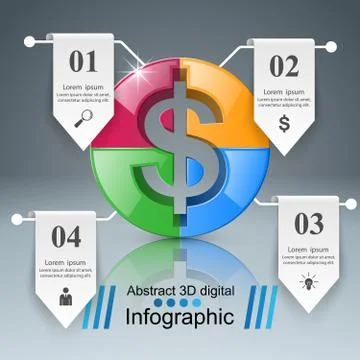 3D infographic design. Dollar icon Stock Illustration