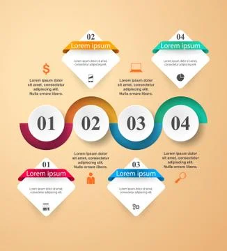 3D infographic design template and marketing icons Stock Illustration