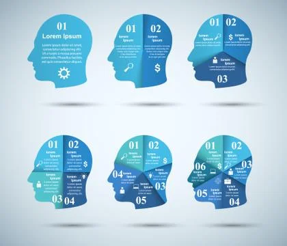 3D infographic design template and marketing icons. Head icon Illustrazione stock