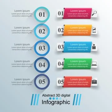 3D infographic design template and marketing icons Illustrazione stock