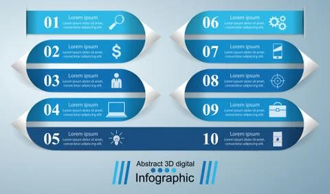 3D infographic design template and marketing icons Ilustração Stock