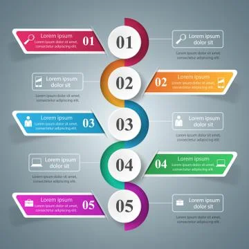 3D infographic design template and marketing icons Stock Illustration