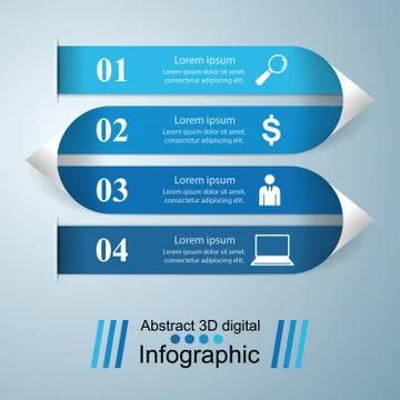 3D infographic design template and marketing icons Stock Illustration