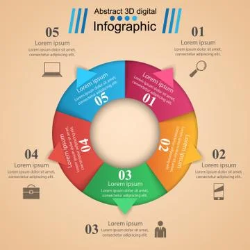 3D infographic design template and marketing icons Stock Illustration