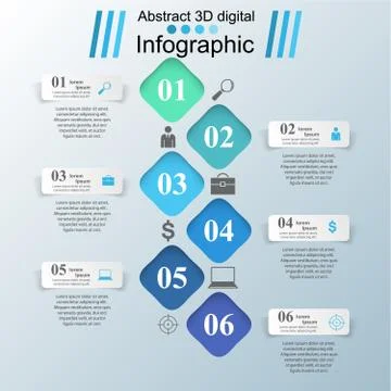 3D infographic design template and marketing icons Stock Illustration