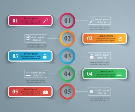 3D infographic design template and marketing icons Illustrazione stock