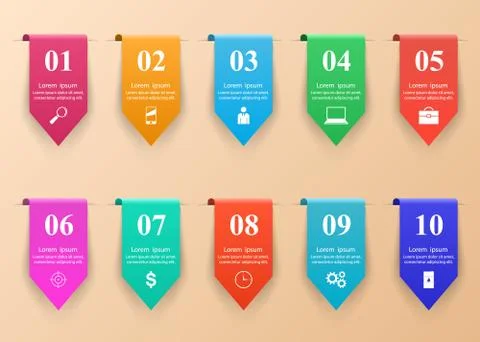 3D infographic design template and marketing icons Ilustração Stock