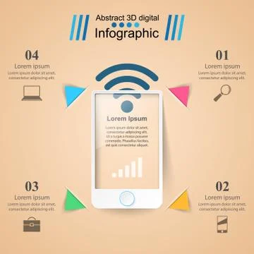 3D infographic design template and marketing icons. Smartphone i Illustrazione stock