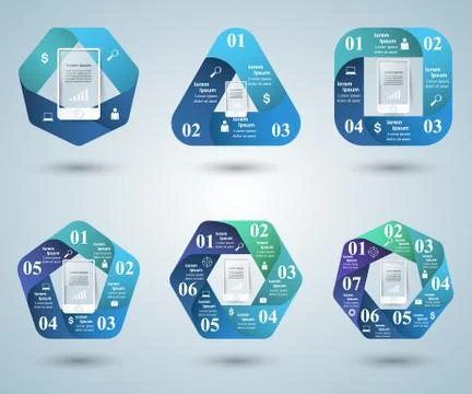 3D infographic design template and marketing icons. Smartphone i Illustrazione stock