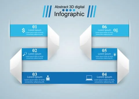 3D infographic design template and marketing icons Ilustração Stock
