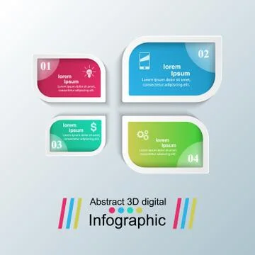 3D infographic design template and marketing icons Stock-Illustration