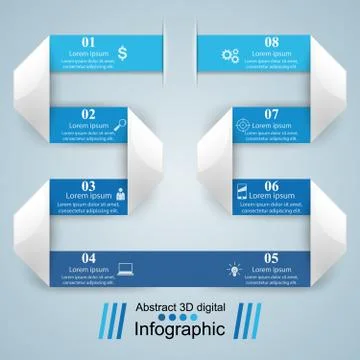 3D infographic design template and marketing icons Stock Illustration