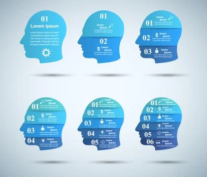 3D infographic design template and marketing icons. Head icon Ilustração Stock