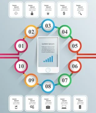 3D infographic design template and marketing icons. Smartphone i Stock-Illustration