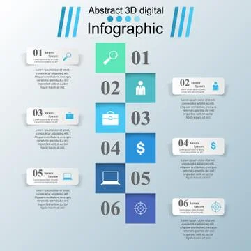 3D infographic design template and marketing icons. Stock Illustration