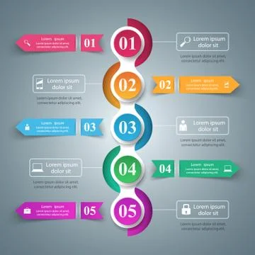 3D infographic design template and marketing icons. Stock Illustration