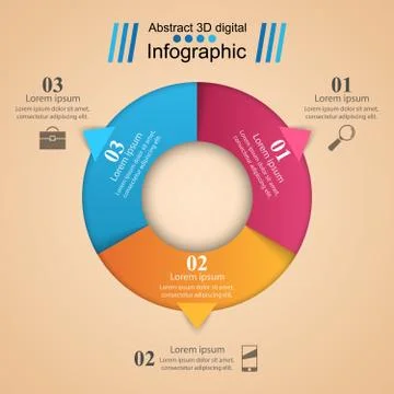 3D infographic design template and marketing icons. Illustrazione stock