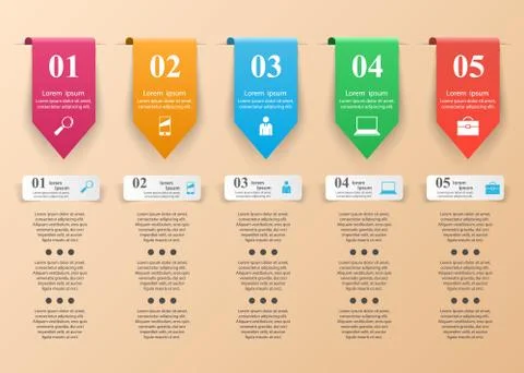 3D infographic design template and marketing icons. Stock Illustration
