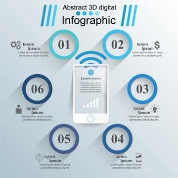 3D infographic design template and marketing icons. Smartphone i Stock-Illustration