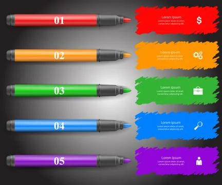 3D infographic design template and marketing icons. Marker icon. Stock Illustration