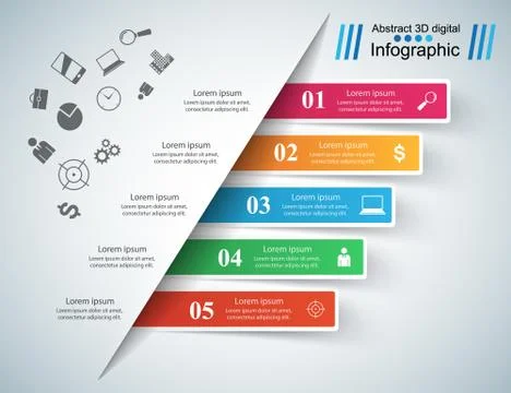3D infographic design template and marketing icons. Stock Illustration