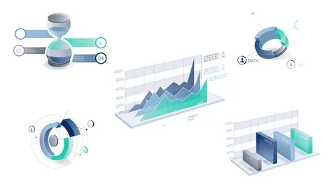 3D Infographic Elements with Alpha Channel. Two versions, with numbers &amp; clear Stock Footage 83706202
