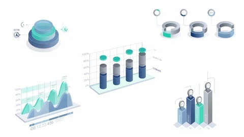 3D Infographic Elements with Alpha Channel. Two versions, with numbers &amp; clear Stock Footage 83706203
