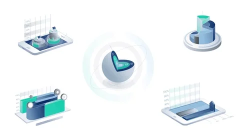 3D Infographic Elements with Alpha Channel. Two versions, with numbers &amp; clear Stock Footage 83706216