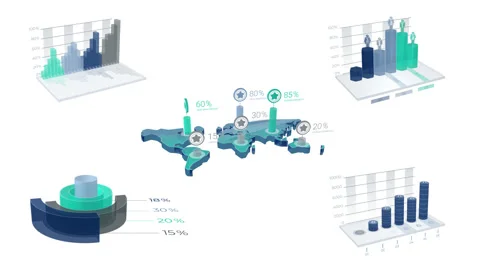 3D Infographic Elements with Alpha Channel Stock Footage 91076183