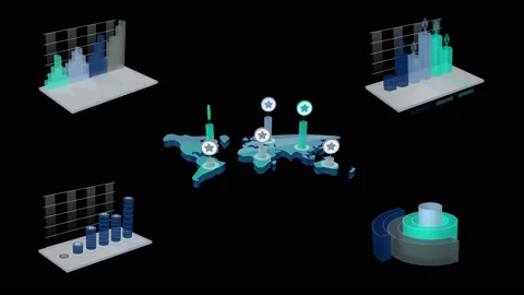 3D Infographic Elements with Alpha Channel Stock Footage 91076661