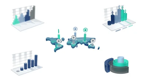 3D Infographic Elements with Alpha Channel Stock Footage 91166456