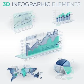 3D Infographic Elements 스톡 일러스트