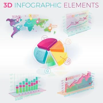 3D Infographic Elements 스톡 일러스트
