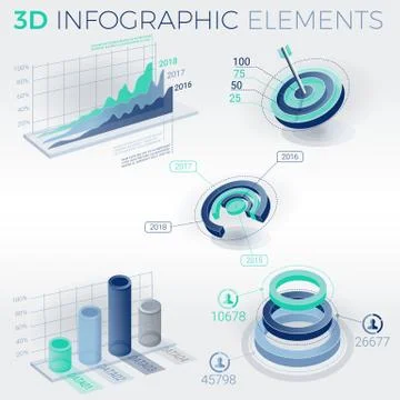 3D Infographic Elements 스톡 일러스트
