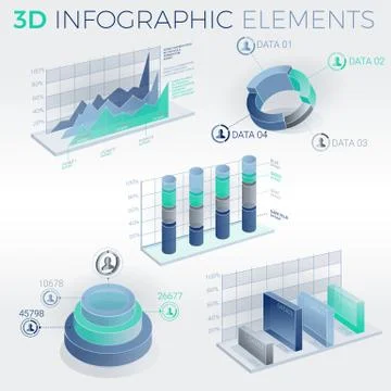 3D Infographic Elements 스톡 일러스트