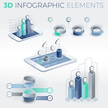 3D Infographic Elements 스톡 일러스트