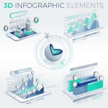 3D Infographic Elements 스톡 일러스트
