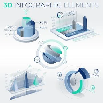 3D Infographic Elements 스톡 일러스트