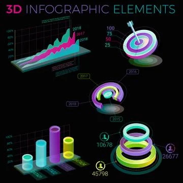 3D Infographic Elements 스톡 일러스트