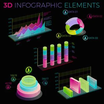 3D Infographic Elements 스톡 일러스트